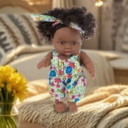 KOYPTL Lifelike Reborn Baby Dolls for Kids Age Boys Girls 3+, 8 inch Realistic Black Girl Newborn Real Life Baby Girl Dolls Soft Vinyl Baby Dolls with Clothes and Toy Gift for Kids