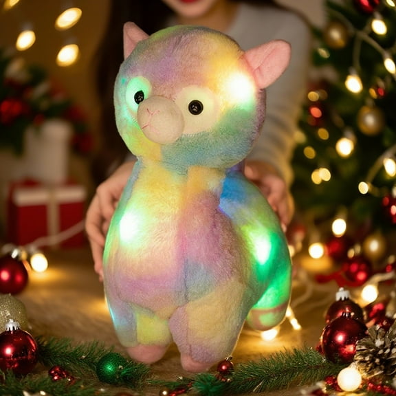 KOYPTL Light up Alpaca Stuffed Animals for Toddlers 2 3 4 5 6 Years Old,LED White Llama Soft Toy with Colorful Night Lights Glow Bedtime Pal Festival Gift for Boys Girls Birthday Christmas Decors