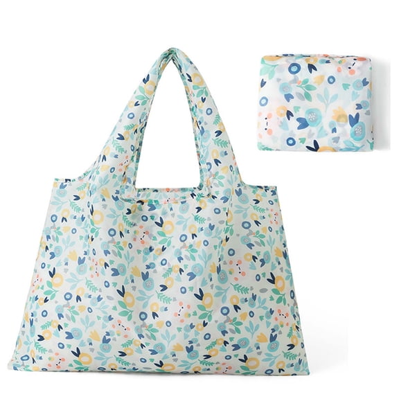 KOYPTL Lightweight Portable Foldable Shopping Bag for Women Kids Beach & Travel-Oxford Cloth,Reusable Large Capacity Print Grocery Tote Bag,Durable Waterproof Washable & Compact Shoulder Bag