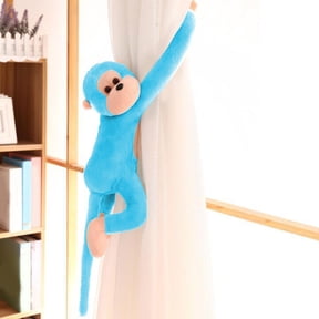 KOYPTL Long Arm Hanging Monkey Stuffed Animals,Curtain Monkey Plush Toy Birthday Christmas Gifts for Kids (24Inch,Blue)