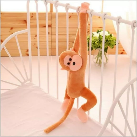 KOYPTL Long Arm Hanging Monkey Stuffed Animals,Curtain Monkey Plush Toy Birthday Christmas Gifts for Kids (24Inch,Yellow)