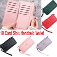 thumbnail image 1 of KOYPTL Long Handheld Wallet for Women Multiple Card Slots Women's Bag with a Double Folding Buckle Zipper Design Card Holder for Storing ID Cards Money Mobile Phones PU Leather Ultra-Slim Red, 1 of 7