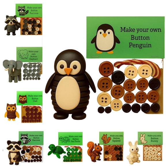 KOYPTL Make Your Own Penguin Button,Chirstmas Hanging Ornament Craft Kit,Christmas Easter Holiday Activity for Toddlers Family Party,Diy Animals Keychain Keychain Gift Xmas Stocking Stuffers Festive