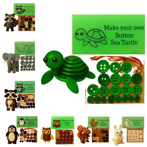KOYPTL Make Your Own Turtle Button,Chirstmas Hanging Ornament Craft Kit,Christmas Easter Holiday Activity for Toddlers Family Party,Diy Animals Keychain Keychain Gift Xmas Stocking Stuffers Festive
