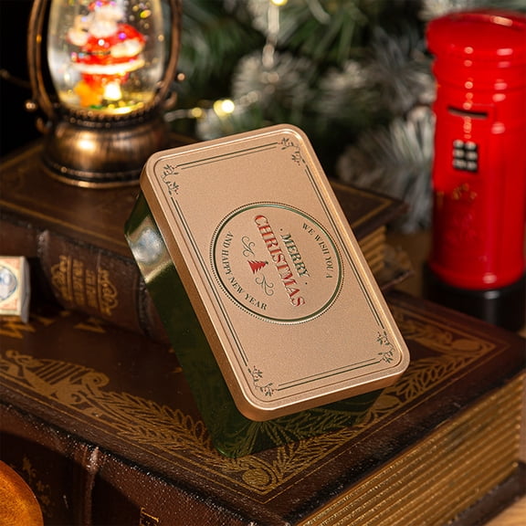 KOYPTL Metal Christmas Storage Box Christmas Tin Case Packaging Box Container with Lids for Cookie Chocolate Gifts Storage Seasonal Celebrations Xmas Holiday Parties Birthdays Suppiles