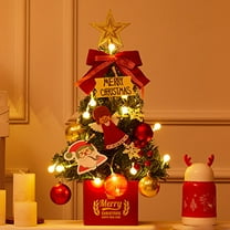 KOYPTL Mini Christmas Tree Bundle with LED Lights and Decorations,Small Christmas Tree for Counter Desktop Ornaments Indoor for Holiday Party Home Bedroom Decor,Christmas Birthday Gift