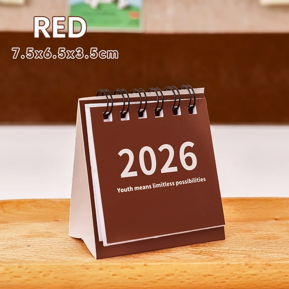 KOYPTL Mini Simple Desk Calendar 2025-2026,18 Months Pocket Tabletop Coil Calendar Vintage Monthly Planner Gift for Students Home Office Planning Organisers Christmas Stocking Stuffers Birthday