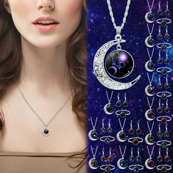 KOYPTL Mother's Day Valentine's Day Gift for Girlfriend Mother Wife, 12 Constellation Necklace Earring Bracele GiftS For Wife Girlfriend Mom Present For Women Gift, Birthday Present for Daughter