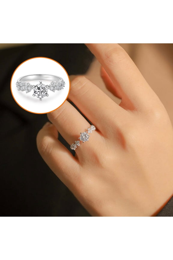 Mother's Day Valentine's Day Gift for Girlfriend Mother Wife, Inlaid Hearts And Arrows Zircon Star Dream Female Ring Romantic Valentine's Day Proposal Ring, Birthday Present for Daughter