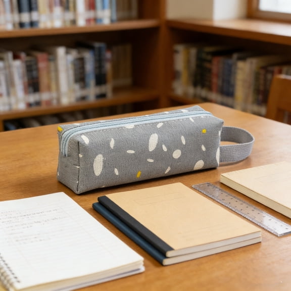 KOYPTL Pencil Pouch Canvas Cloth Pencil Box Cloth Lightweight Pencil Case for Backpack Desk Storage College Art Supplies Gray