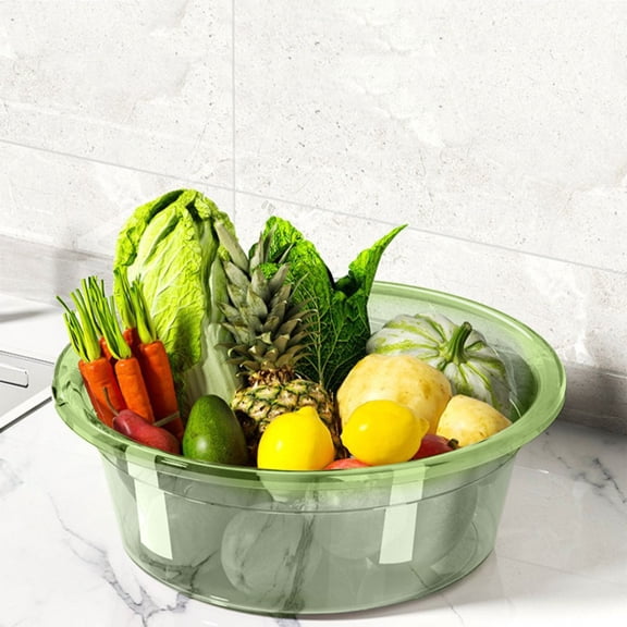 KOYPTL Plastic Wash Basin 9x6.6x3.5In,Round Clear Portable Dishpan for Baby Bottles Fruit,Small Multi Purpose Wash Basin,Cleaning Basin,Household Laundry Soaking Tub Thickened Cleaning Foot Bath