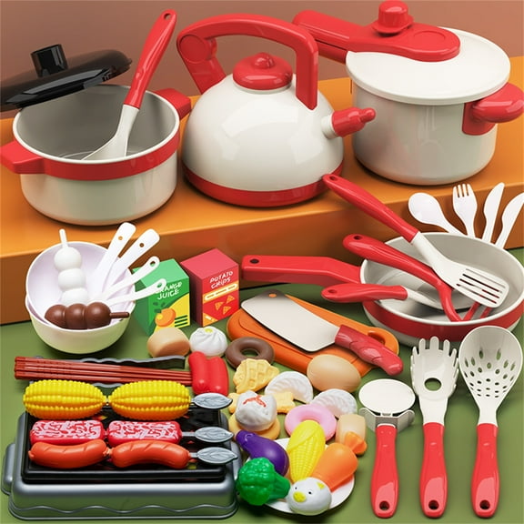 KOYPTL Play Kitchen Accessories Toys For kids 2+,Play Food Sets Pretend Kitchen Set With Realistic Safe Dishes Utensils And Cookware Desserts And Veggies,Playset Kitchen Toys For Girls Boys 3+