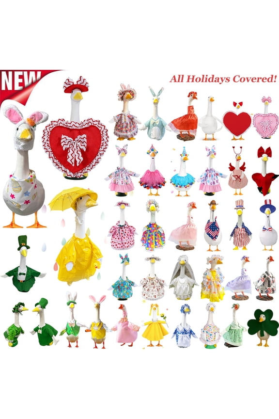 Porch Goose Outfits, All Seasons Holiday, Valentine's Day, St. Patrick's Day, Easter, 4th of July Lawn Porch Goose Clothes for Goose Patio Yard Garden Lawn Decor, Porch Goose Decorations