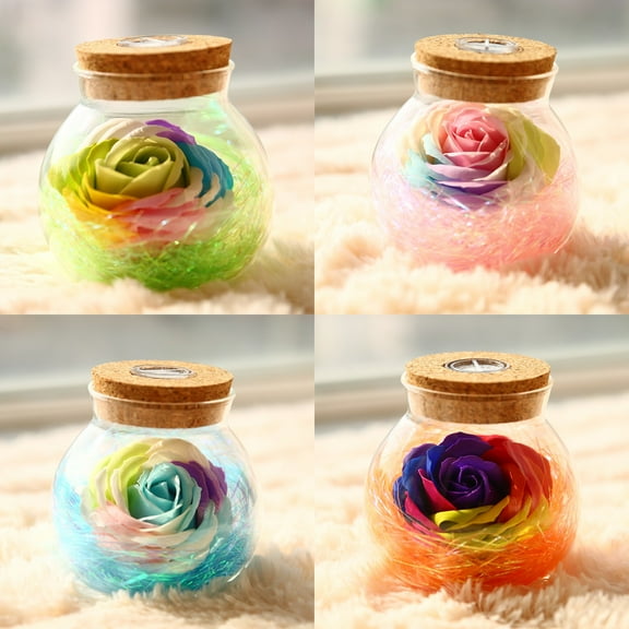 KOYPTL Preserved Real Roses with Colorful Mood Light Wishing Bottle,Eternal Rose,Never Withered Flowers,for Bedroom Party Table Decor, Christmas Anniversary,Valentine's,Mother's Day
