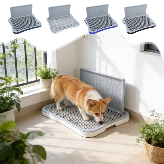 KOYPTL Puppy Potty Training Tray,Portable Puppy Mesh Training Potty Dog Training Toilet with Wall Column Removable Pee Pad Tray for Large Small Medium Pets