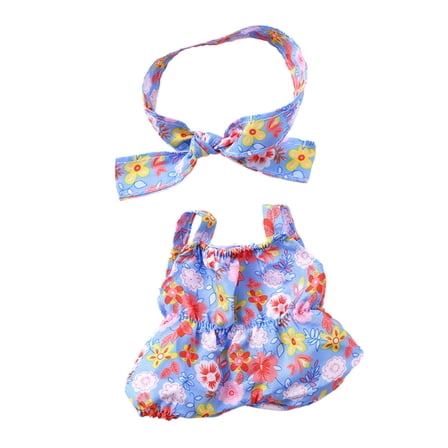 KOYPTL Realistic Girls Doll Clothes for Baby 8 Inch-Simulation Reborn Doll Girls Clothes Toy -Purple and Floral Print Jumpsuit & Hair Tie Gift for Toddlers Pretend Play Accessories Christmas Birthday