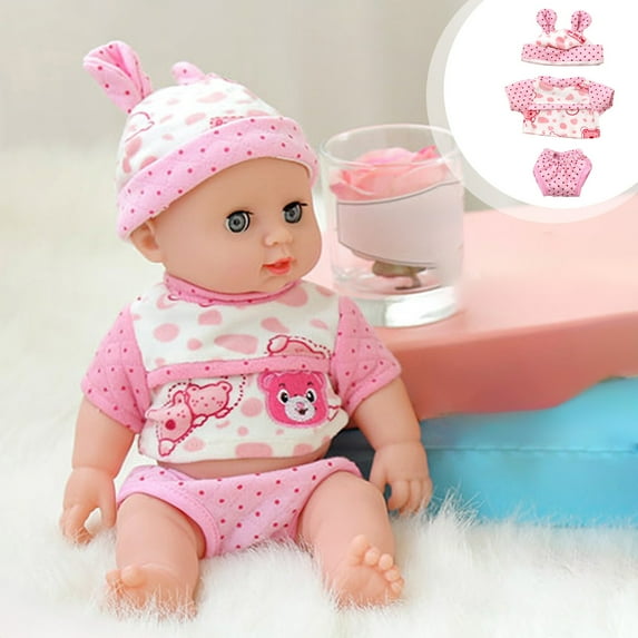 KOYPTL Reborn Baby Doll Cute Clothes For 11-12 Inch Baby Doll,Newborn Baby Doll Outfit Accessories Include Hat Pajamas And Pant,Simulation Doll Clothes Toy Gift For Toddlers Kids Boys Girls 3 4 5 6+