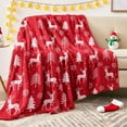 thumbnail image 1 of KOYPTL Red Christmas Throw Blanket for Holiday Winter,Flannel Shawl Blankets with Reindeer Tree for Sofa Bed Chair Office Living Room Home Decoration,Soft Xmas Festive Cover Rug Gift for Kids Adults, 1 of 8