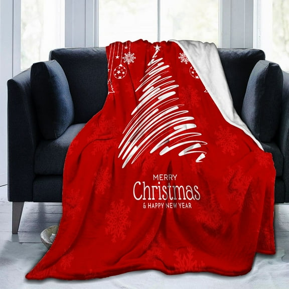 KOYPTL Red Christmas Throw Blanket for Holiday Winter,Xmas Tree Print Flannel Shawl Blankets for Sofa Bed Chair Office Living Room Home Decoration,Soft Festive Cover Rug Gift for Kids Adults-30x39 in