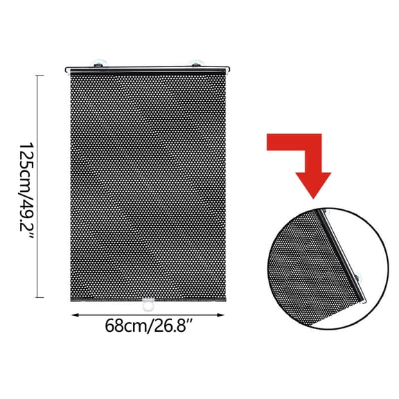 KOYPTL Retractable Blackout Sunshade Roller with Suction Cups,Household Automatic Mesh Window Shade Thermal Insulation Curtains for Car,Home,Office,UV Protection,No Drill Installation