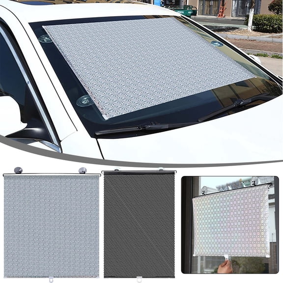 KOYPTL Retractable Blackout Sunshade Roller with Suction Cups,Mesh Window Shade for Car,Home,Office,UV Protection,No Drill Installation
