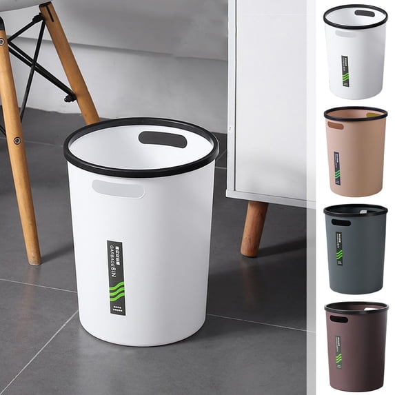 KOYPTL Round Trash Can - Plastic Waste basketbin - 1.8 Gallon- for Office,Home,Bathroom,Kitchen Brown