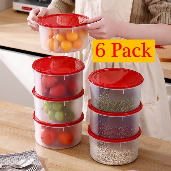 KOYPTL Semi Durable Square 1.26cup Plastic Food Storage Container 6 Pack,Best Used for Small Leftover Storage and Reheating