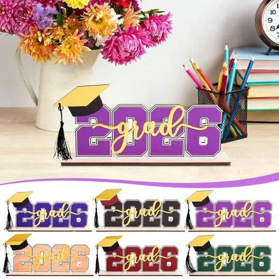 KOYPTL Senior 2026 Graduation Party Decorations Wooden 5*12 Inch Graduation Photo PropsClass of 2026 Table Centerpiece Party Holiday Supplies Tabletop Decorative Ornament Graduation Gifts