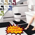 thumbnail image 1 of KOYPTL Set of 3 Bath Mat for Bathroom Soft Absorbent Bathroom Rug with Non Slip Backing Machine Washable Solid Color Bath Rugs for Bath Home Decor (2*Toilet Shower Rug+U Shape Rug) Black, 1 of 6