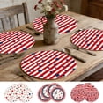 thumbnail image 1 of KOYPTL Set of 4 American Flag Beaded Placemats 4th of July Patriotic Freedom Stars Independence and Memorial Day Heat Stain Resistant Table Place Mats for Kitchen Dining Table Home Decor - 14 Inches, 1 of 7