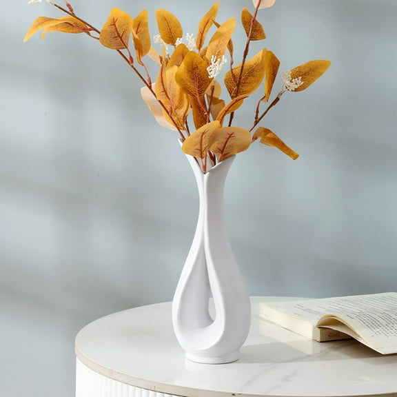 KOYPTL Simple Flower Vase for Flowers Plants White Modern Vase for Roses Pampas Grass for Table Shelf Home Decor Geometric Simplicity Modern Decoration Wedding Boho Decor Farmhouse