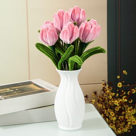 KOYPTL Simple Flower Vase for Flowers Plants White Modern Vase for Roses Pampas Grass for Table Shelf Home Decor Geometric Simplicity Modern Decoration Wedding Boho Decor Farmhouse