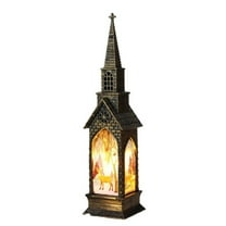 KOYPTL Simulation Christmas Church Wind Lamp Decoration,Led Candles Supplies Props as Christmas Hanging Ornament Portable Retro Night Light Window Display Wall Table Centerpiece Camping Hanging Lamp
