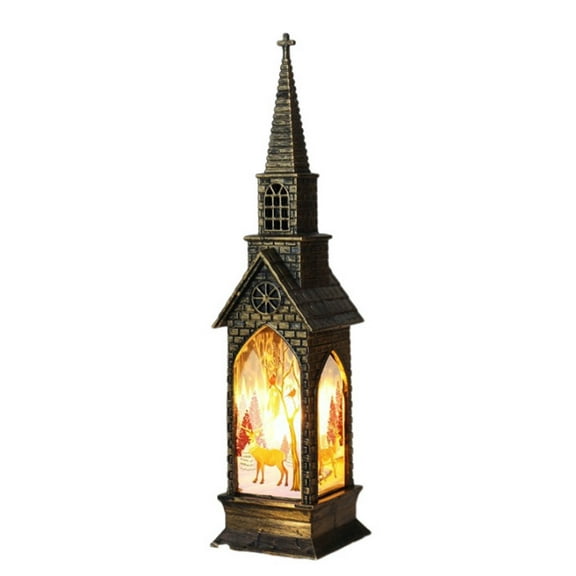 KOYPTL Simulation Christmas Church Wind Lamp Decoration,Led Candles Supplies Props as Christmas Hanging Ornament Portable Retro Night Light Window Display Wall Table Centerpiece Camping Hanging Lamp