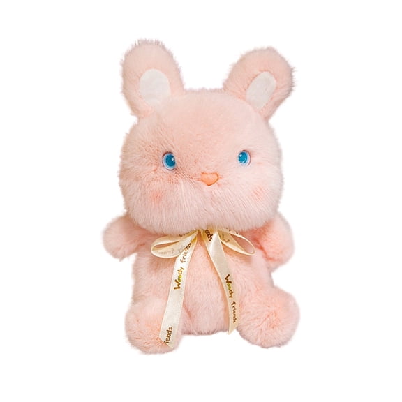 KOYPTL Simulation Rabbit Stuffed Toy 5.5In for Toddlers Adults Ages 3+,Pink Bunny Doll with Bowknot for Soothing Sleep Pillow,Suitable for Boys Girls Christmas Birthday Easter Baskets Stuffers Gifts