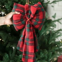 KOYPTL Small Christmas Bows,intage Red Buffalo Plaid Wreath Bow Christmas Velvet Decorations for Xmas Tree Christmas Hanging Ornament for Wreath Tree Topper Indoor Home Party Decor