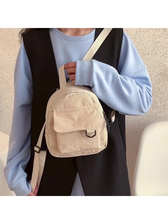 Small Mini Backpack Purse for Women Travel Corduroy Bag for Women Cute Aesthetic