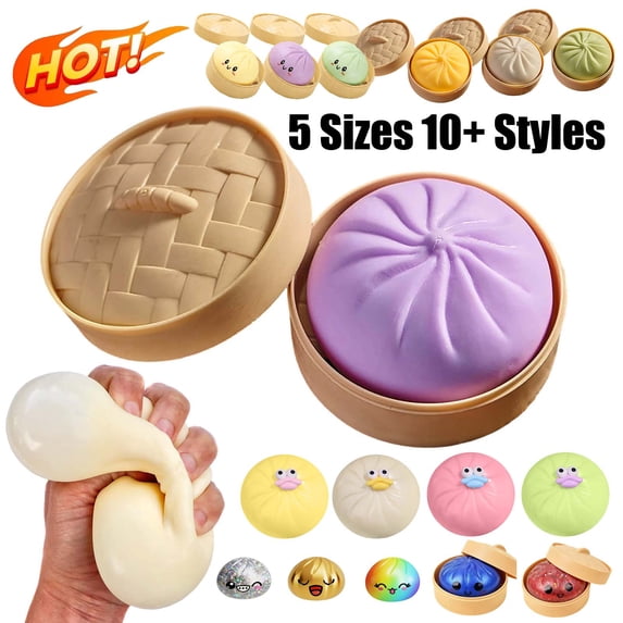 KOYPTL Soft Rainbow Dumpling Stress Ball 1.9",Small Simulation Dumpling Squishies with Face,Stress Anxiety Relief Sensory Ball Gift for Everyone Adults Play Easter Basket Fillers Christmas Holiday