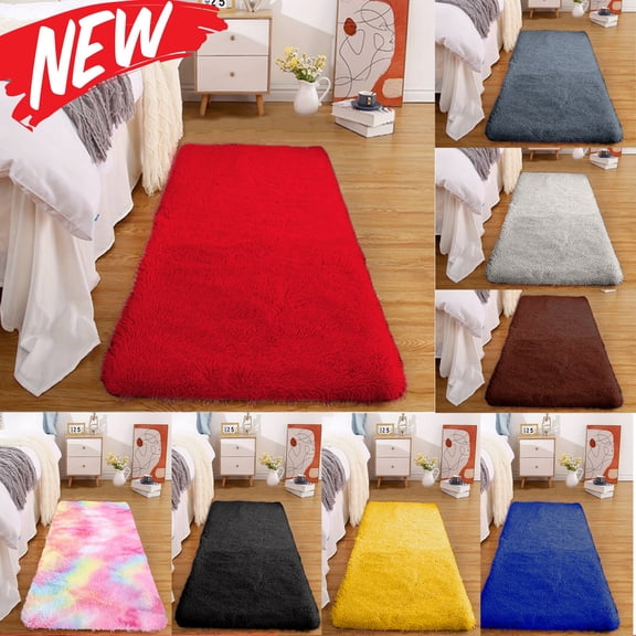 KOYPTL Solid Colors Bath Mat Soft Fluffy Bathroom Rugs Water Absorption Non-Slip Machine Washable Dirt-resistant Door Mat for Bathroom Kitchen Bedroom Home Decor Red