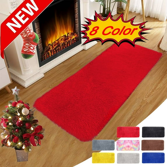 KOYPTL Solid Colors Bath Mat Soft Fluffy Bathroom Rugs Water Absorption Non-Slip Machine Washable Dirt-resistant Door Mat for Bathroom Kitchen Bedroom Home Decor Blue