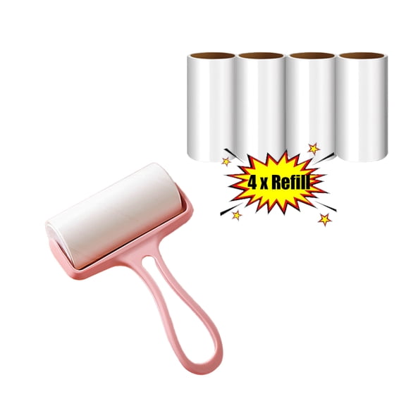KOYPTL Sticky Lint Roller Including 1 Lint Brush and 4 Refill,Hair Removal Kit Sticky Brush for Clothes Carpet Car Seats Dust Paper Hair,Portable Hair Fluff Remover for Dogs Cats