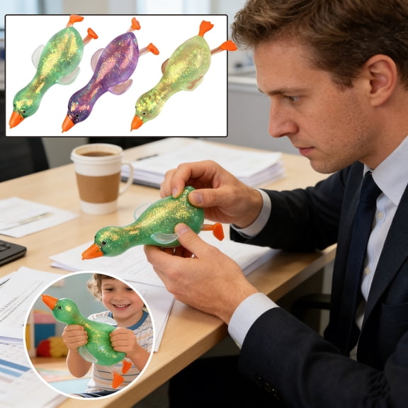 KOYPTL Stress Relief Squeezing Rubber Ducks - Stretchy Duck Squeeze Toys Squishies Stress Relief Toys Anti-Stress Sensory Toys Gift for Birthday Christmas Easter Egg Filled Green