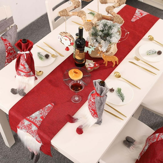 KOYPTL Table Runner Liner Christmas Table Linen Vintage Table Runner Xmas Table Runner Cloth Rustic Christmas Table Runner Table Cloth Red Xmas Table Runners Elder Dining Table Placemat