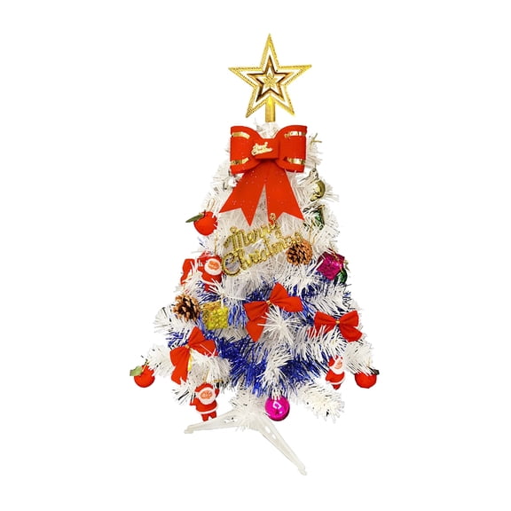 KOYPTL Tabletop Christmas Tree Artificial-19 in,Encrypted Decorated with White Warm Light Christmas Ball Star topper for Bedroom Living-room Window Fireplace Desktop Holiday Christmas Decoration