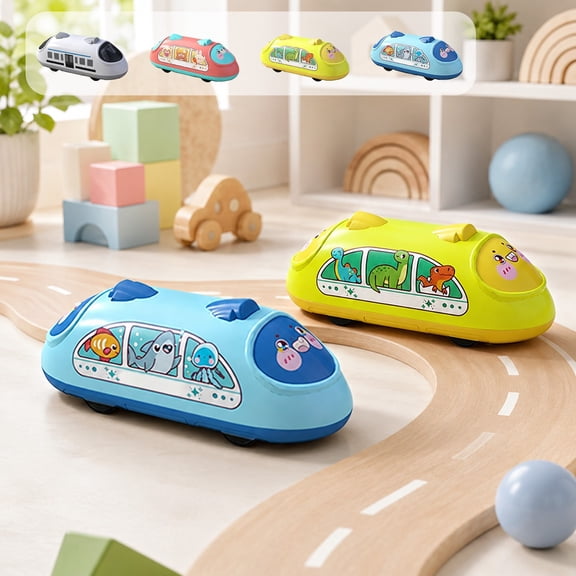 KOYPTL Train Toy for 3+ Year Old Boys Girls, Educational Realistic Pull Back Train Bus, Birthday Christmas Gifts for 6-12 Kids Christmas Stocking Stuffers