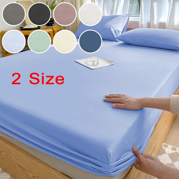KOYPTL Twin Fitted Sheet Non Sliped Fixed Bed Cover All Inclusive Mattress Protection Bed Cover Comfortable Breathable Mattress Cover Wrinkle Free Bed Fitted Sheet for Women Men 71X79" White