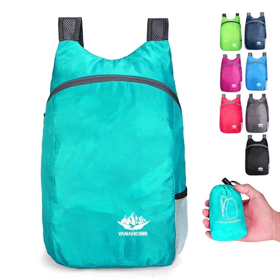 KOYPTL Ultra Lightweight Travel Foldable Backpack for Women Men Unisex,Water Resistant Reusable Hiking Daypack for Camping Outdoor Activities Sky Blue