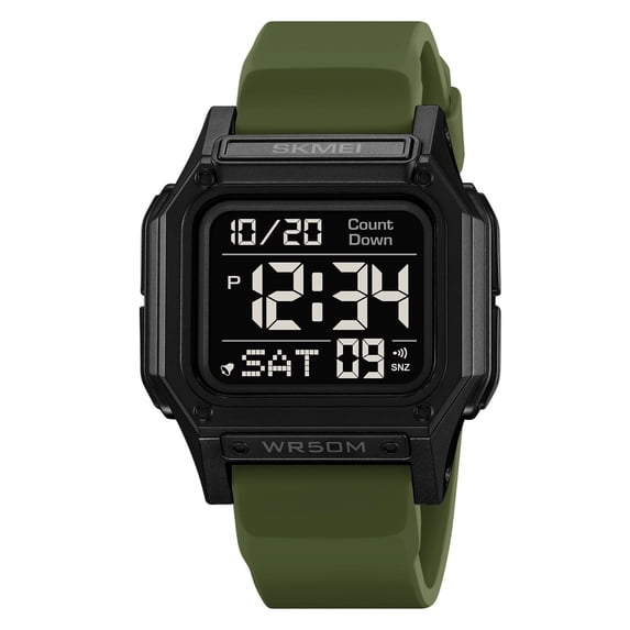 KOYPTL Unisex Digital Watch Men Women Square Face Big Numbers LED Electronic Wrist Watches Waterproof/Alarm/Countdown Timer/Dual Time/Stopwatch/12/24H