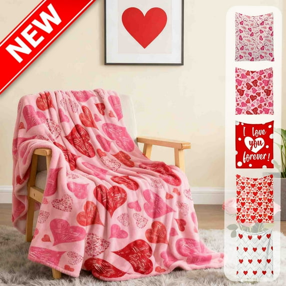 KOYPTL Valentine's Day Blanket - Soft and Plush Throw Blanket Valentine Gift - Cute Valentines Decor for Bedroom, Living Room -