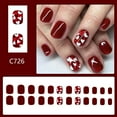 thumbnail image 1 of Valentine's Fake Nail for Women Girls,Red Heart Glitter Press on Nails,Reusable Winter Xmas Daily Wear False Nails,French Short Square Glossy Acrylic Glue on Nails for Holiday Engagement 24pcs, 1 of 8